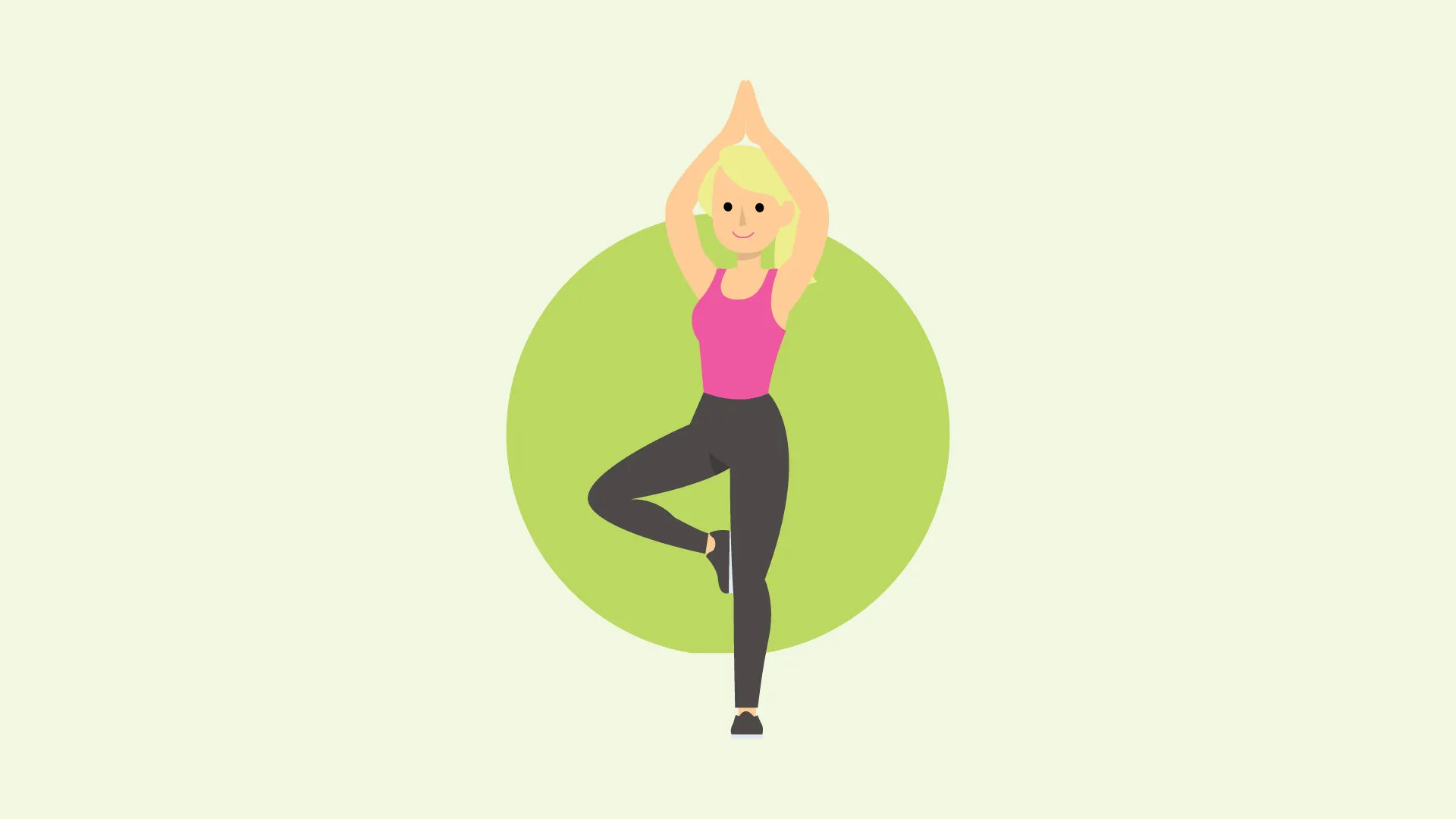 cartoon illustration of woman doing yoga tree pose